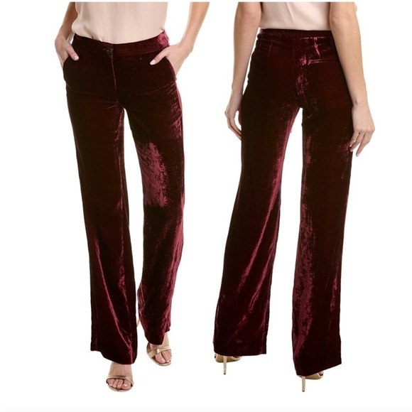 MARELLA Pants - Marella Silvano Burgundy Velvet Flare Leg Pants